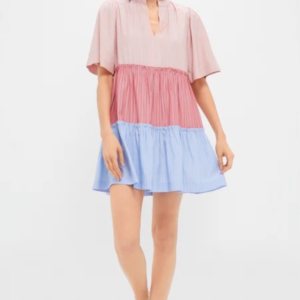 Tuckernuck Ruby and Cornflower Stripe Colorblock Crawford Dress